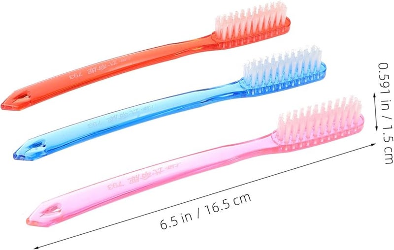 12pcs Hard Bristle Toothbrush for Adults Firm Cleaning Large Head Travel Use Random Colors - Image 3