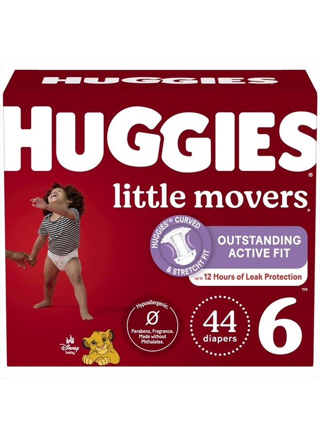 HUGGIES حفاضات هاجيز الحجم 6، حفاضات الأطفال ليتل موفرز، الحجم 6 (35+ رطل)، 44 قطعة - Image 1