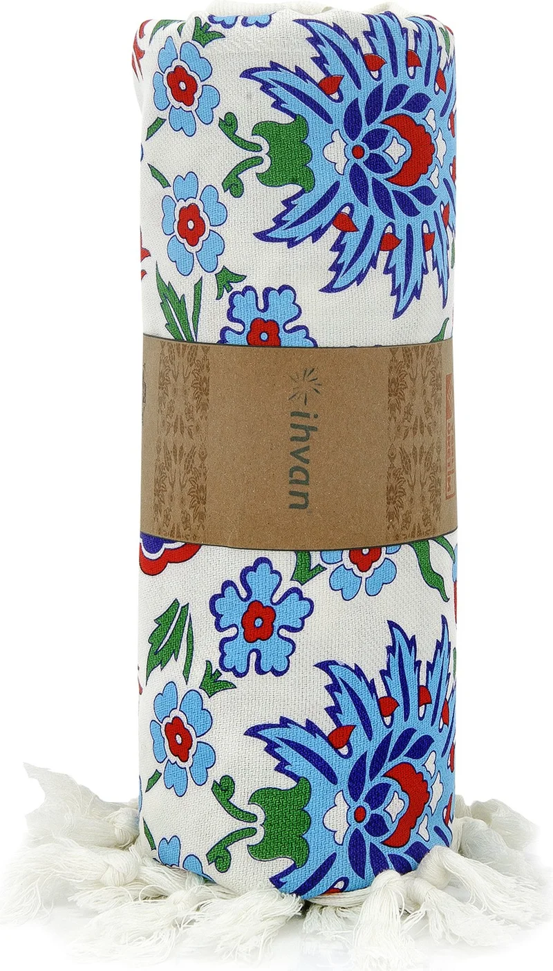 ايهفان اونلاين Red Tulip Tile Printed Cotton Bamboo Peshtemal