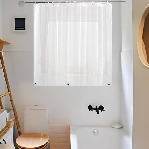 ABSENK Waterproof Shower Curtain for Window Inside Shower, Plastic Bathroom Window Curtain Waterproof Heavy Duty Vinyl Peva with Hooks, Silky Frost, 40x36 - Image 1