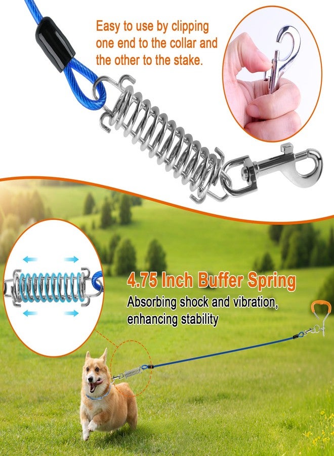 LANNEY Dog Tie Out Cable and Stake, 30ft Leash Chain Lead with Swivel Hook and Shock Spring for Yard Outside Camping, 16 inch Heavy Duty Spiral Ground Stake for Medium Large Dogs Up to 125 Lbs - Image 4