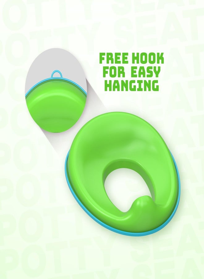 FLYI - Portable Baby Western Potty Training Seat for Boys and Girls, 1+ years Child Toddler, Non-Slip Suction Cups, Splash Guard Fits Round & Oval Fits All Western Toilets (Green) - Image 2