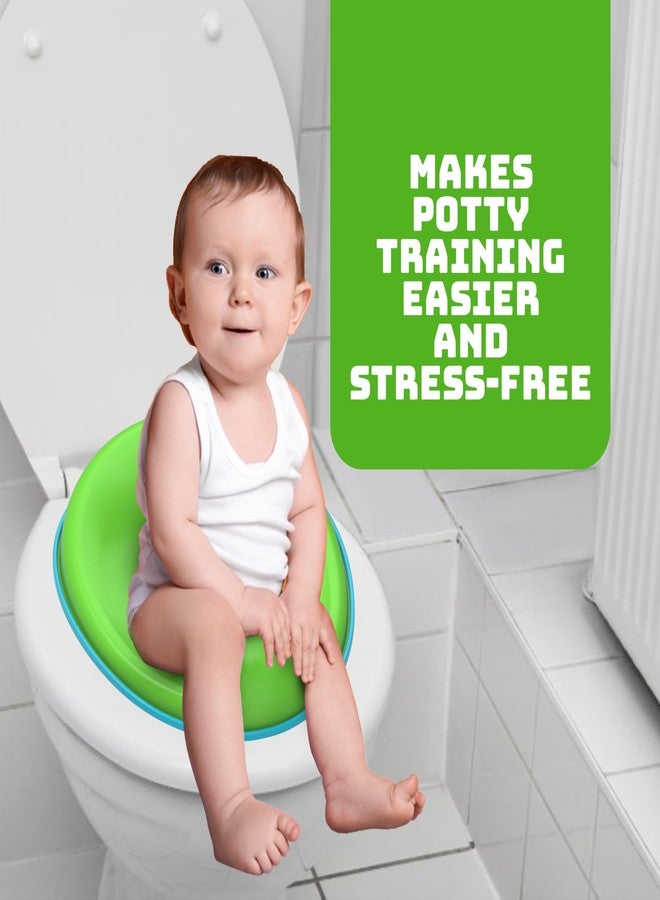 FLYI - Portable Baby Western Potty Training Seat for Boys and Girls, 1+ years Child Toddler, Non-Slip Suction Cups, Splash Guard Fits Round & Oval Fits All Western Toilets (Green) - Image 5