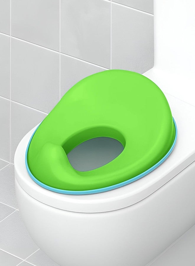 FLYI - Portable Baby Western Potty Training Seat for Boys and Girls, 1+ years Child Toddler, Non-Slip Suction Cups, Splash Guard Fits Round & Oval Fits All Western Toilets (Green) - Image 1