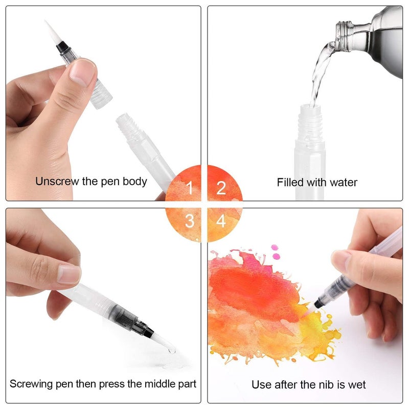 ARTISTERY Water Brush Pens Set - 3 Sizes: Fine, Medium & Large - Great for Watercolor Paints, Illustrations, Calligraphy, DIY Art & Craft - Refillable Pens  - Image 5