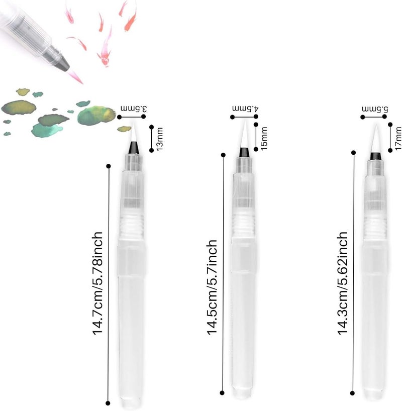ARTISTERY Water Brush Pens Set - 3 Sizes: Fine, Medium & Large - Great for Watercolor Paints, Illustrations, Calligraphy, DIY Art & Craft - Refillable Pens  - Image 2