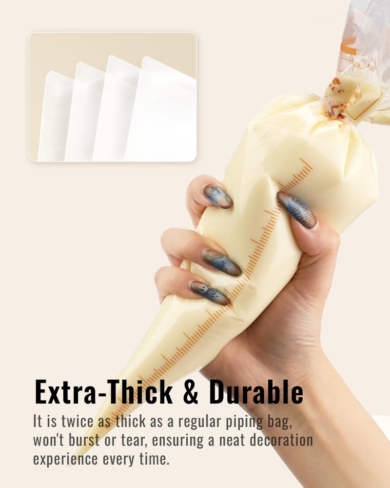 Bake Choice 16 Inch Large Piping Bags, 100PCS Thickened Disposable Pastry Bags, Anti Burst Icing Bags for Cream Frosting, Non-slip Frosting Bags, Cake & Cookie Decorating Supplies - Image 3