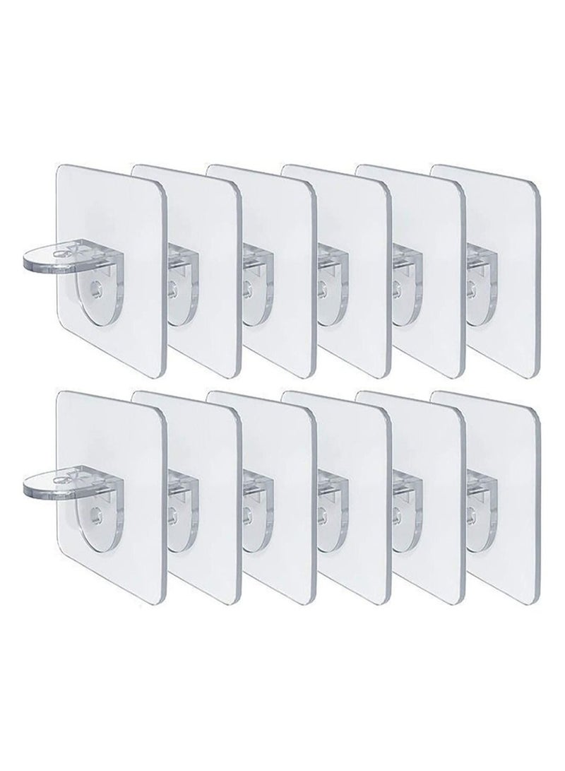 Punch Free Shelf Support Peg, 12 Piece Self Adhesive Shelves Clips for Kitchen Cabinet Book Shelves-Strong Partition Holders Pin for Closet Brackets Clapboard Layer-Load Bearing 10 Pounds  - Image 1