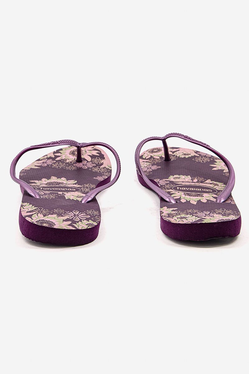 havaianas Women Style 2 Floral Print Slip On Slippers, Aubergine  - Image 2