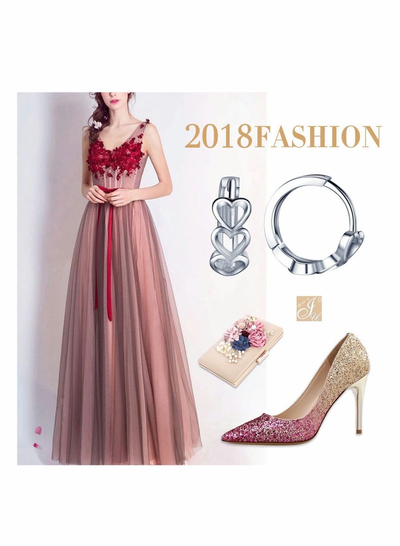 KASTWAVE Silver Hoop Earrings for Women 925 Sterling Silver Heart Plain Huggie Hoop Earrings Creole for Women/Girls - Image 5