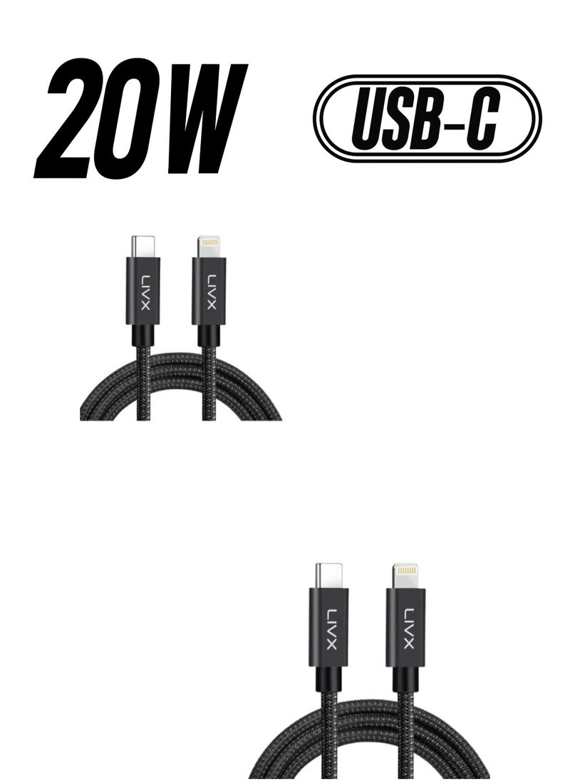 Livx - Dual Pack Horizontal 20W Type C To Lightning 50 cm Iphone Ipad Fast Charging and Data Cable Blt-50-2 - Image 1