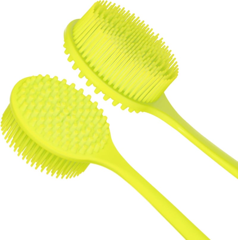 DNC Silicone Back Scrubber Soft Bath Body Brush for Shower with Long Handle (Green) - Image 2