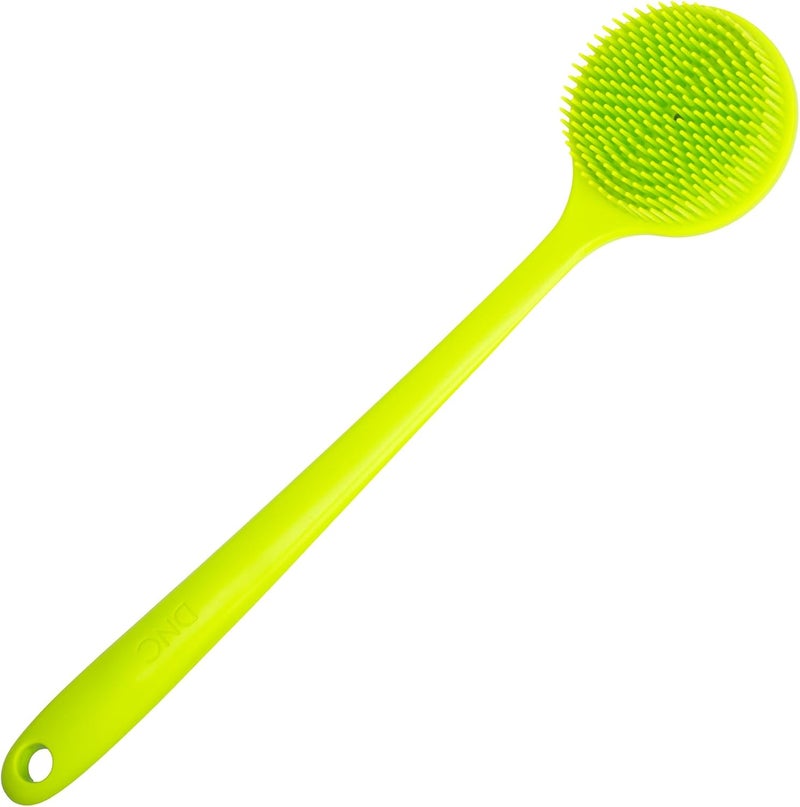 DNC Silicone Back Scrubber Soft Bath Body Brush for Shower with Long Handle (Green) - Image 1