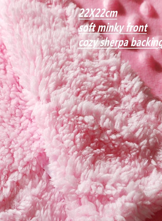 CREVENT Baby Comforting Security Blanket Lovey for Newborn Baby Girls Infants, Minky Dot Front + Sherpa Backing with Animal Face (Pink Bear) - Image 4