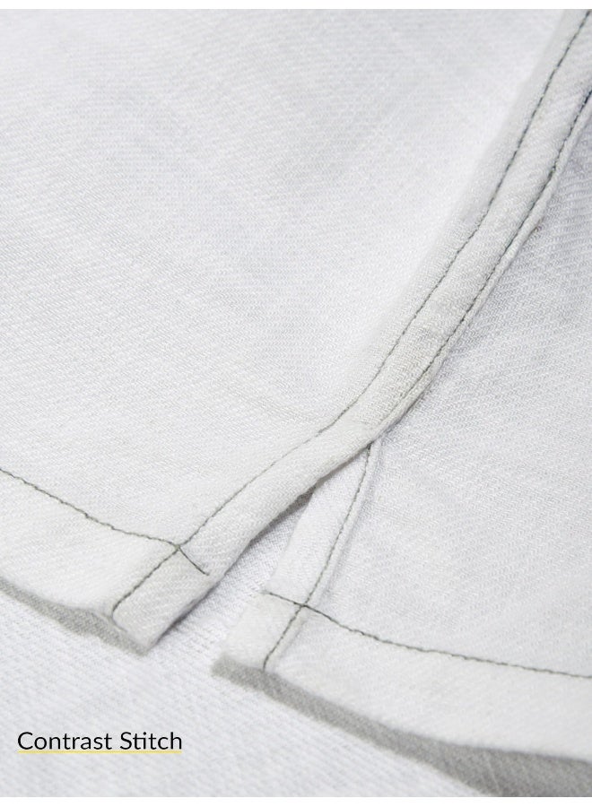 Beyoung White Contrast Stitch Shirt for Men  - Image 3