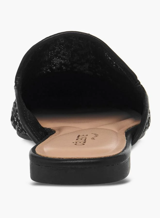 Celeste BLACK Women Sequinned Embellished Mules for Women | Best Price UAE
