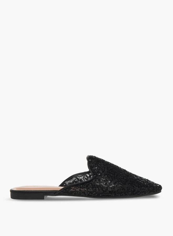Celeste BLACK Women Sequinned Embellished Mules for Women | Best Price UAE