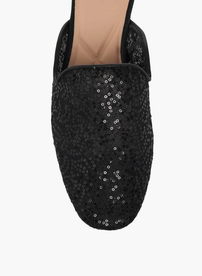 Celeste BLACK Women Sequinned Embellished Mules for Women | Best Price UAE