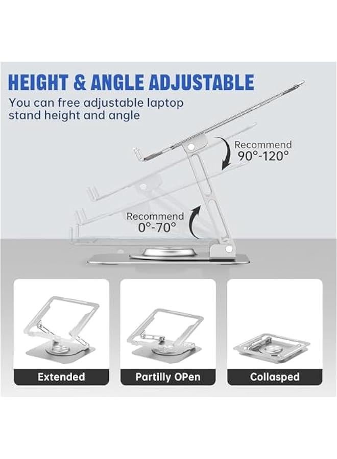 بيوينتي اولايج حامل لابتوب للمكتب، حامل كمبيوتر قابل للتعديل مع قاعدة دوارة 360 درجة، حامل لابتوب مريح للعمل التعاوني، حامل لابتوب قابل للطي ومحمول، يناسب جميع اجهزة اللابتوب مقاس 10-17 انش (فضي) - Image 4