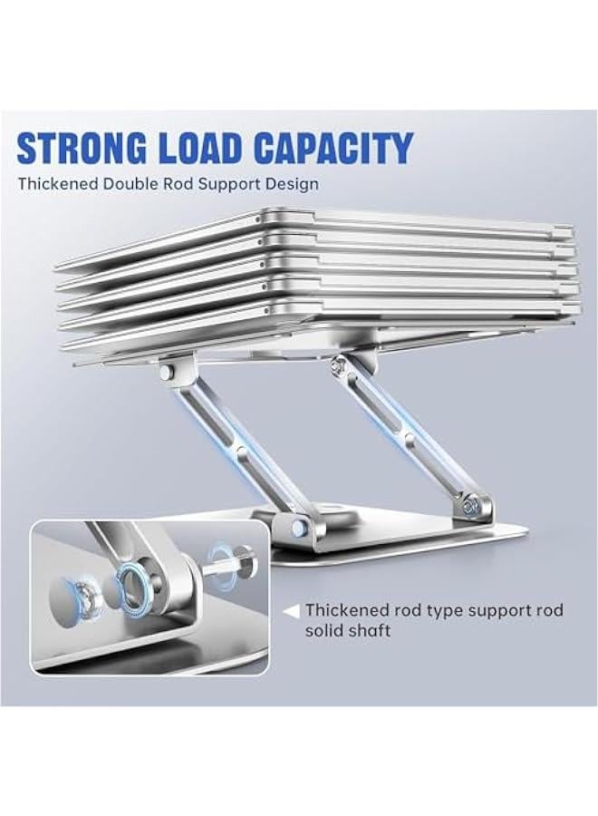 بيوينتي اولايج حامل لابتوب للمكتب، حامل كمبيوتر قابل للتعديل مع قاعدة دوارة 360 درجة، حامل لابتوب مريح للعمل التعاوني، حامل لابتوب قابل للطي ومحمول، يناسب جميع اجهزة اللابتوب مقاس 10-17 انش (فضي) - Image 5