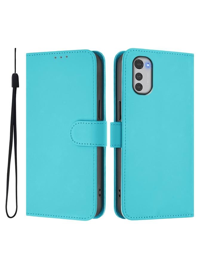 اس-توب جراب لهاتف Motorola Moto E32 4G Global Skin Feel جراب هاتف من الجلد بلون سادة مع حبل تعليق - Image 2