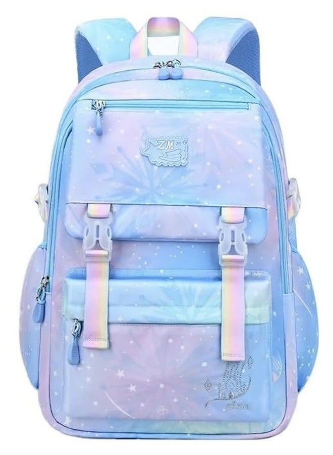 ADSON Cute Kawaii Korean Princess Elsa Standard Backpack Travel Bookbag For Women & Men Boys Girls With Compartments Elementary School College Students Backpack Durable Water Resistant (Sky Blue) - Image 1