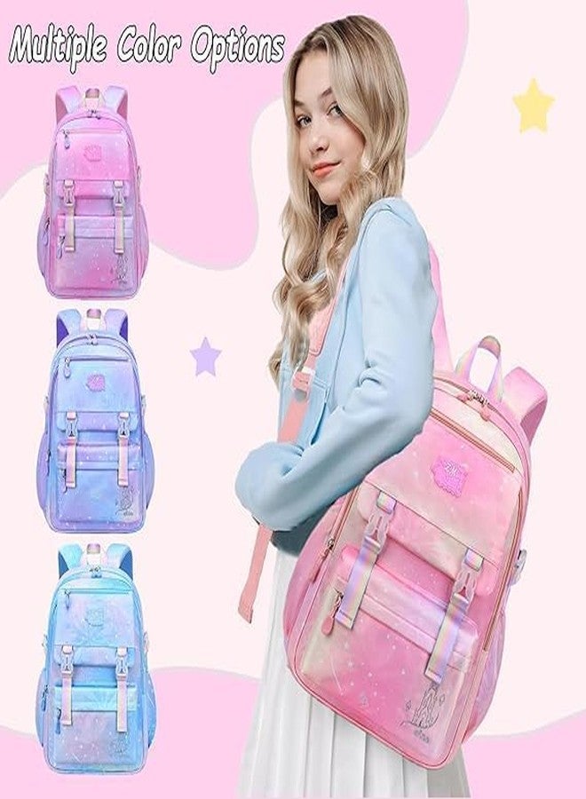 ADSON Cute Kawaii Korean Princess Elsa Standard Backpack Travel Bookbag For Women & Men Boys Girls With Compartments Elementary School College Students Backpack Durable Water Resistant (Sky Blue) - Image 3