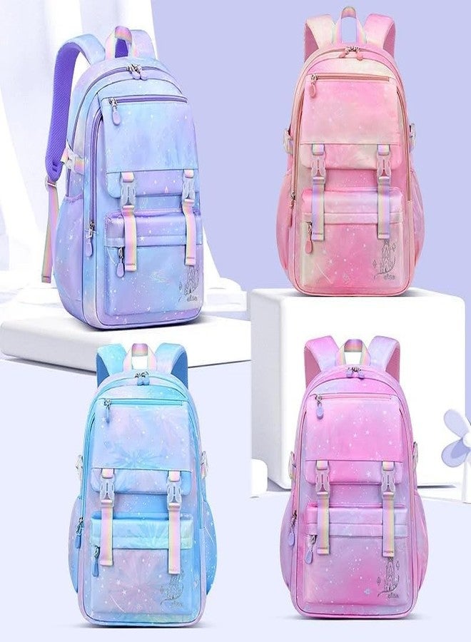 ADSON Cute Kawaii Korean Princess Elsa Standard Backpack Travel Bookbag For Women & Men Boys Girls With Compartments Elementary School College Students Backpack Durable Water Resistant (Sky Blue) - Image 2