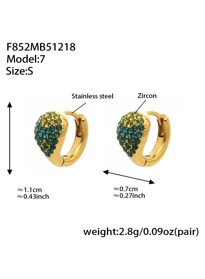 Mili Stainless Steel Luxury Waterdrop Multi-color Zircon Ear Hoops Plated With 18k Real Gold Fashion Versatile elry Earrings Colorfast