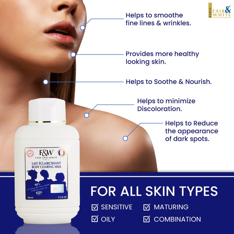 F&W حليب تنظيف الجسم الأصلي F&W - 17 أونصة سائلة، مرطب للبشرة الجافة لألوان البشرة الفاتحة - Image 2