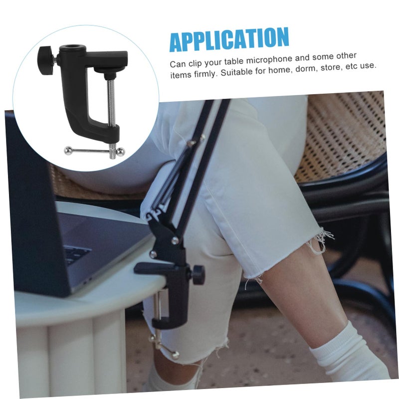 Adjustable Desk Clamp Mount for Microphone Screw Clip 3 Inch Aluminum Black - Image 4