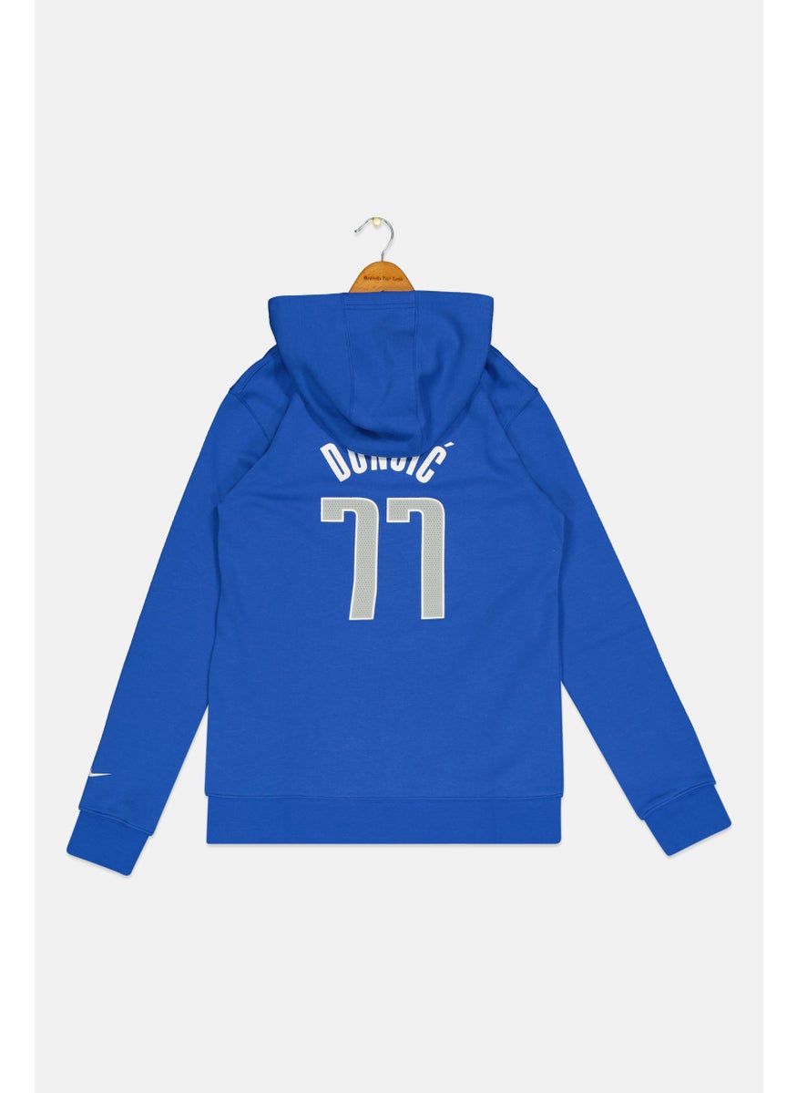Nike Nike x NBA Kids Boy Long Sleeves Basketball Hoodie, Blue  - Image 2