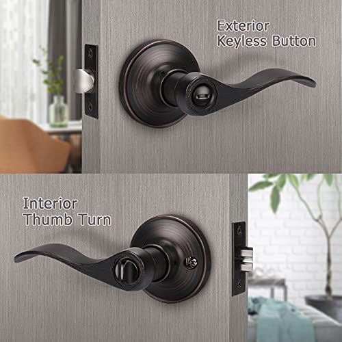 KNOBWELL 8 Pack Bronze Door Lever Handles Privacy Interior Door Knobs for Bedroom/Bathroom with Lock, Reversible for Right or Left - Image 2