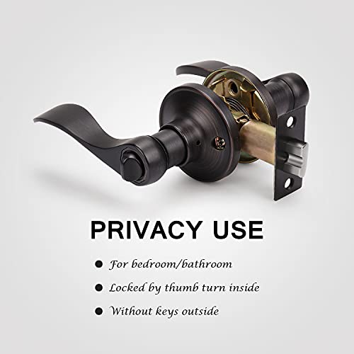 KNOBWELL 8 Pack Bronze Door Lever Handles Privacy Interior Door Knobs for Bedroom/Bathroom with Lock, Reversible for Right or Left - Image 3
