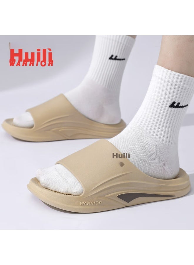 Pull Back Warrior Indoor/Outdoor أحادية اللون صندل رجالي بنعل سميك إسفنجي مضاد للانزلاق خفيف الوزن Hl39831 كاكي المقاس 44-45 - Image 1