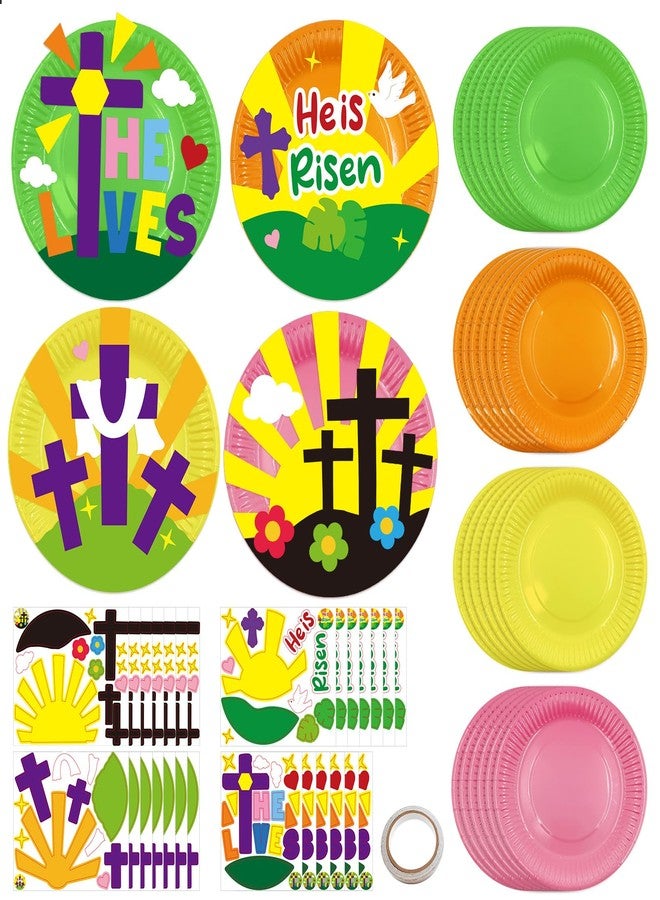 Cinrobiye 24 Sets Easter Crafts for Kids DIY Resurrection Paper Plate Craft Kit Religious He is Risen Craft for Church Sunday School VBS Classroom Christian Easter Day Party Art Project Home Activities - Image 1