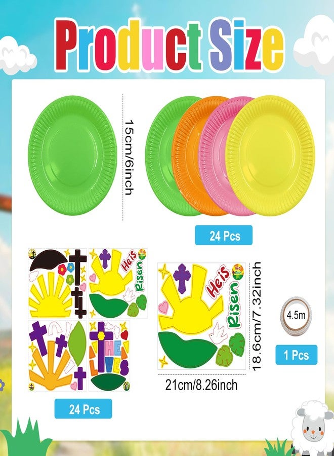 Cinrobiye 24 Sets Easter Crafts for Kids DIY Resurrection Paper Plate Craft Kit Religious He is Risen Craft for Church Sunday School VBS Classroom Christian Easter Day Party Art Project Home Activities - Image 2