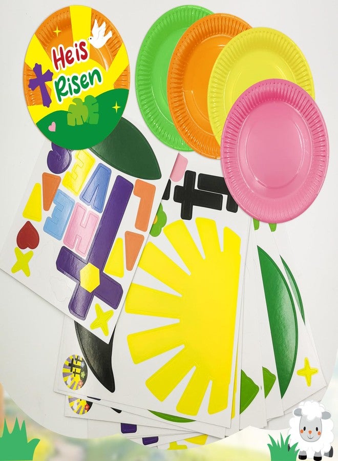Cinrobiye 24 Sets Easter Crafts for Kids DIY Resurrection Paper Plate Craft Kit Religious He is Risen Craft for Church Sunday School VBS Classroom Christian Easter Day Party Art Project Home Activities - Image 3