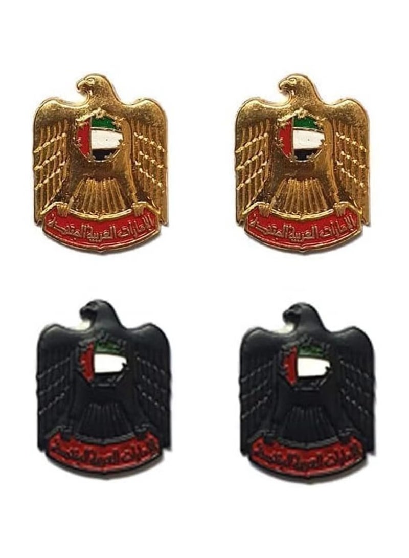 ACLIX UAE Logo Design 2D Sticker Badge 4 PC Metal 2CM 2 PCS Gold & 2PCS Black  - Image 1