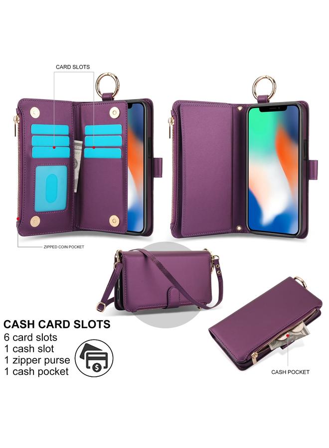 S-TOP Case For iPhone XR Crossbody Ring Multifunctional Wallet Leather Phone Case - Image 2