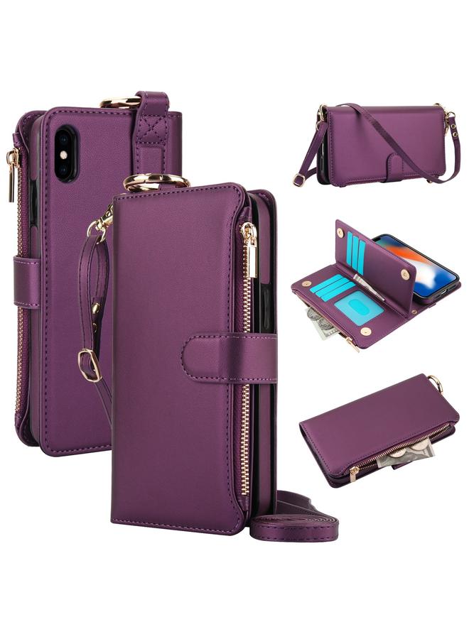 S-TOP Case For iPhone XR Crossbody Ring Multifunctional Wallet Leather Phone Case - Image 1