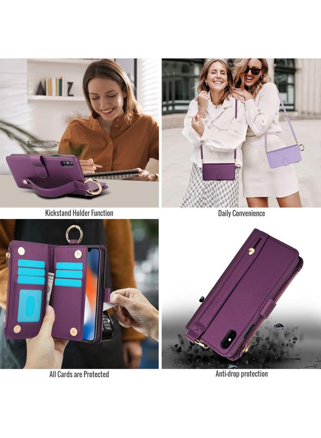 S-TOP Case For iPhone XR Crossbody Ring Multifunctional Wallet Leather Phone Case - Image 4