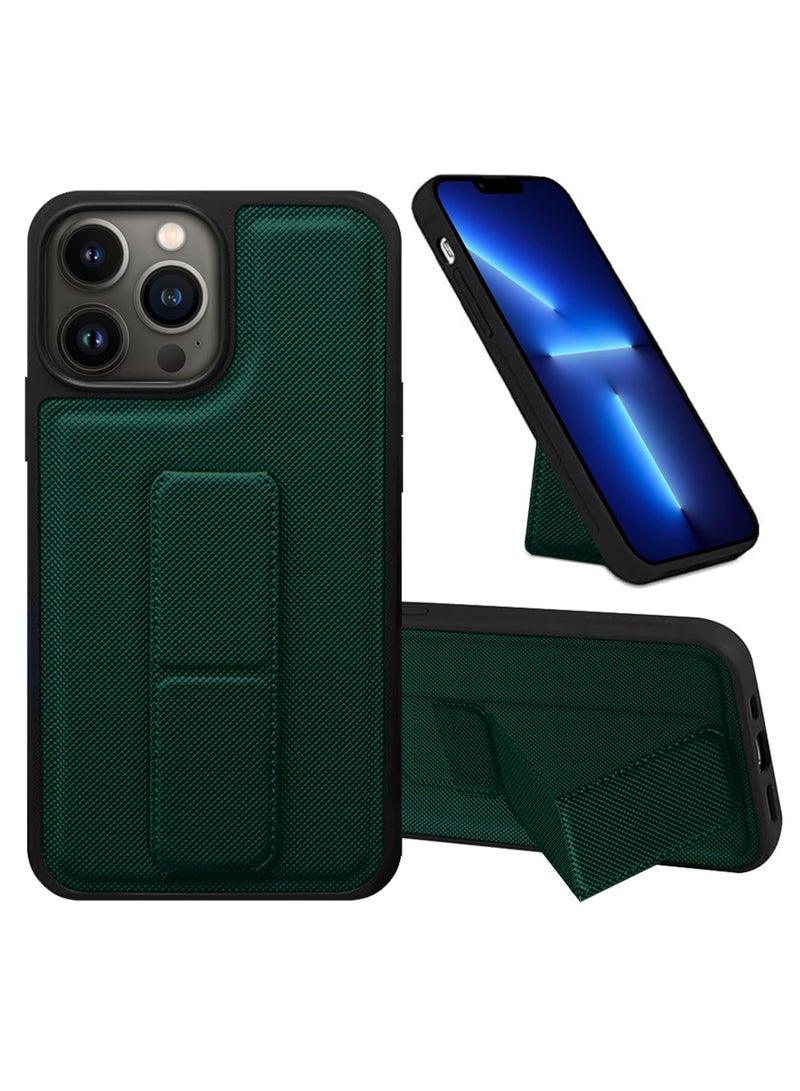 CATANES Shockproof Case with Integrated Hand Strap for iPhone 13 Pro - Foldable Kickstand and Anti-Drop Protection for Secure Grip and Hands-Free Viewing - Green - Image 1