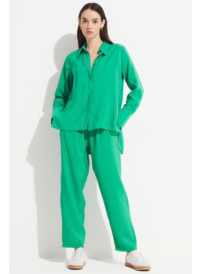 جون بنطلون جوجر نسائي من مزيج المودال بخصر مطاطي - أخضر داكن - Image 1