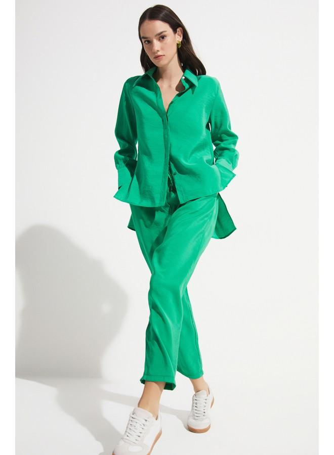 جون بنطلون جوجر نسائي من مزيج المودال بخصر مطاطي - أخضر داكن - Image 2