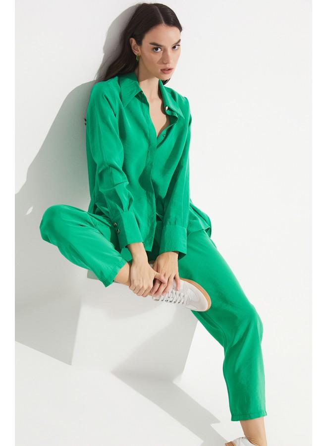 جون بنطلون جوجر نسائي من مزيج المودال بخصر مطاطي - أخضر داكن - Image 3