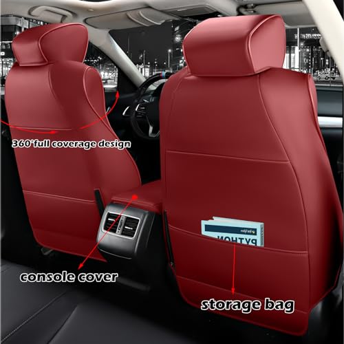 HKZ أغطية مقاعد السيارة HKZ مخصصة لسيارة هوندا أكورد 2018 2019 2020 2021 2022 LX (الصف الخلفي مع مسند ظهر قابل للطي) - مجموعة كاملة لـ 5 مقاعد، جلد (بوردو) - Image 2