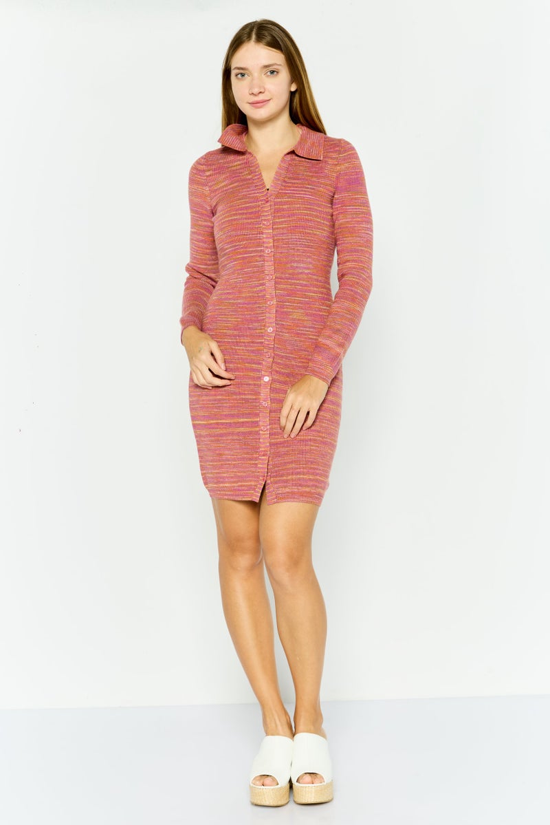 Black Tape Women Textured Midi Sweater Dress, Brown Heather  - Image 1