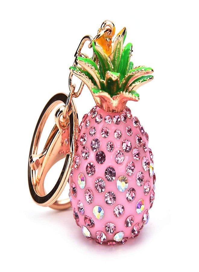 Bestdays Pineapple Rhinestone Alloy Resin Women Car or Bag Keychain (Pineapple-Pink) - Image 1
