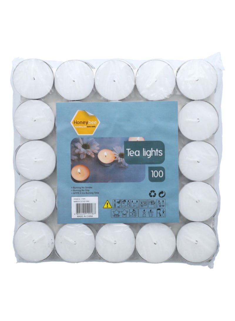 HONEY BEE 100 Piece Unscented Tea Light Candles White - Image 2